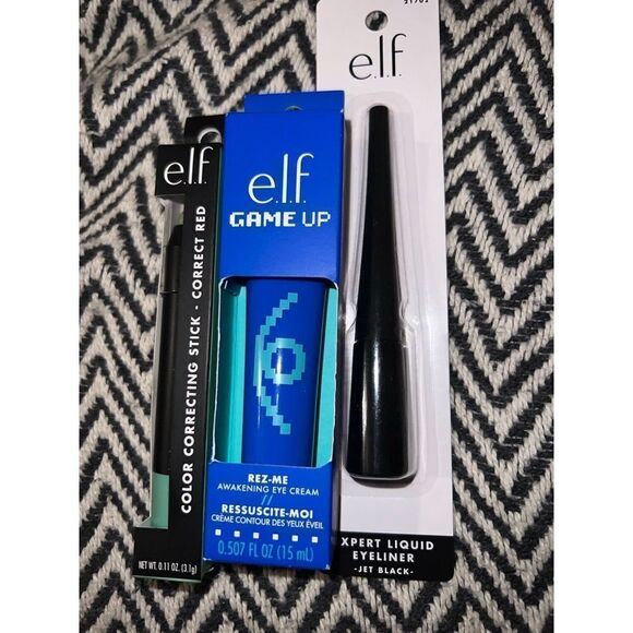 Elf Expert Liquid Liner, Elf Awakening Eye Cream, e.l.f. Color Correcting Stick, - Picture 1 of 11
